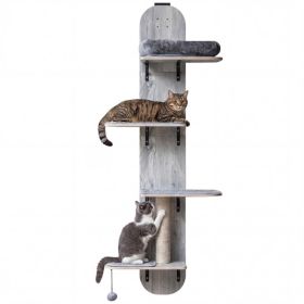 Door Hanging Cat Climber 4-level Height Adjustable With Plush Bed Teasing Ball Jute Rope Scratching Post (Option: Grey  Natural)