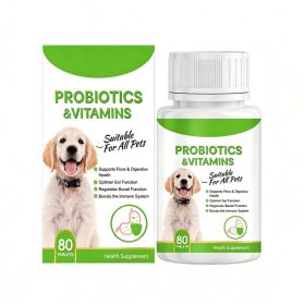Pet Probiotics & Vitamin Tablets For Dogs & Cats, Gut Health Supplement, Support Digestion & Immune System, 80 Chewable Tablets (Option: 1box)